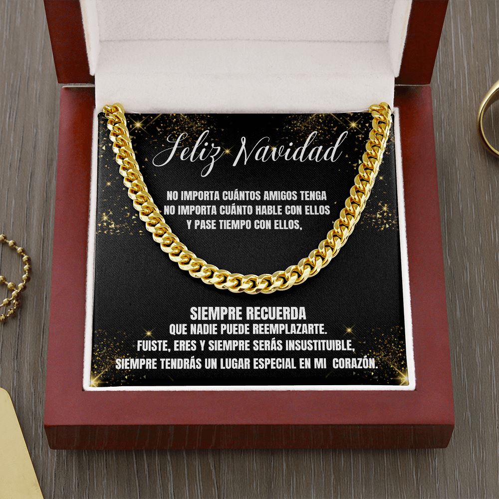 Regalo para el Mejor Amigo en esta Navidad - Cadena Estilo Cubana Jewelry/CubanLink Baño de Oro 14K 