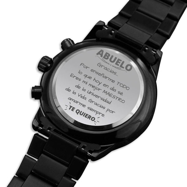 Regalo para el Mejor Maestro de la Vida, el Abuelo - Reloj cronógrafo Negro. Jewelry/Watch 