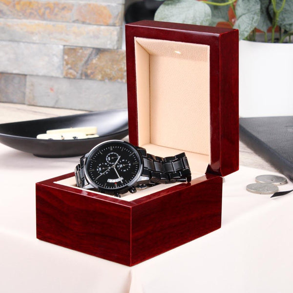 Regalo para el Mejor Maestro de la Vida, el Abuelo - Reloj cronógrafo Negro. Jewelry ShineOn Fulfillment Luxury Box 