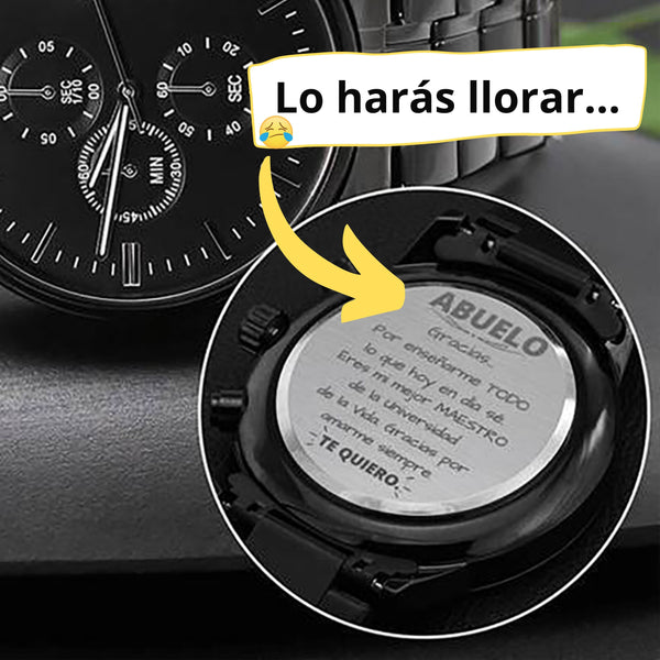 Regalo para el Mejor Maestro de la Vida, el Abuelo - Reloj cronógrafo Negro. Jewelry/Watch Caja de Regalo Estandar Incluida 