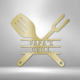 Regalo para Papá parrillero - el Rey del BBQ - Letrero Personalizado en metal Custom My Easy Monogram Gold 12
