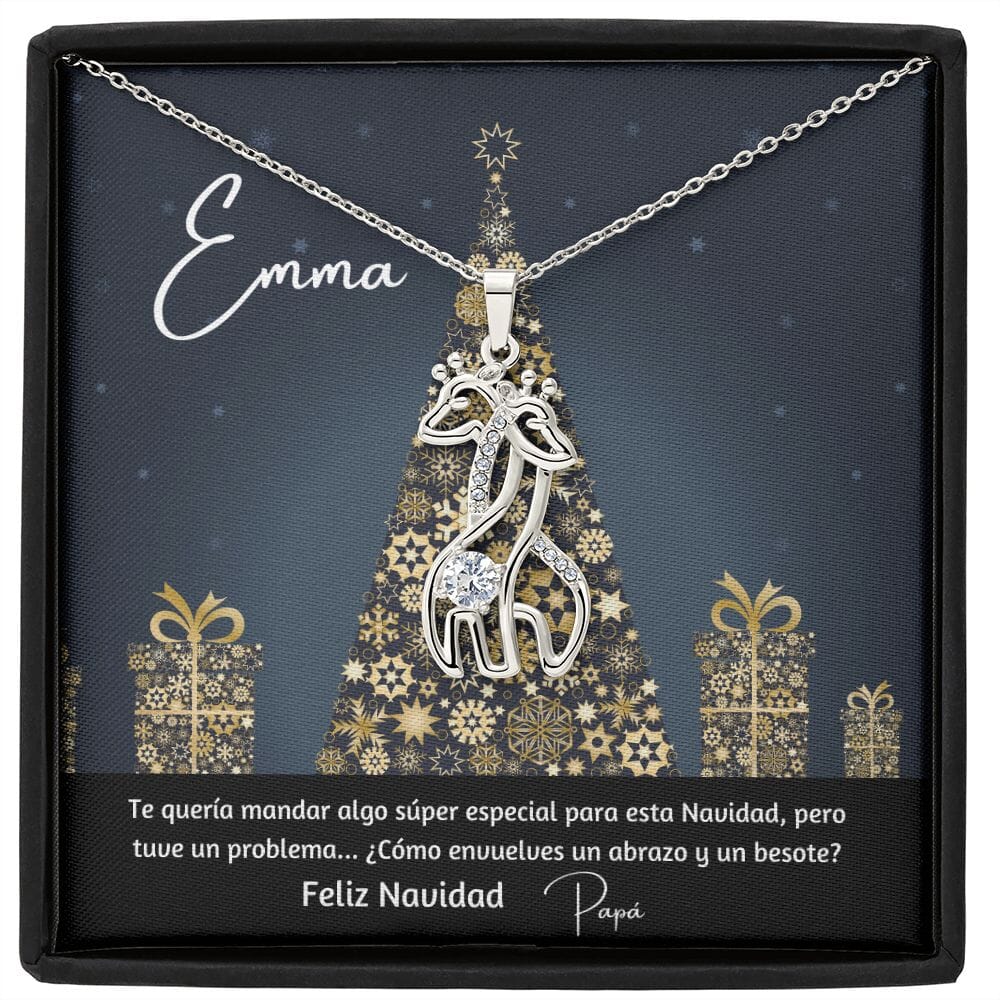 Regalo para esa persona especial en esta navidad- Collar 2 Jirafas. Personaliza la tarjeta para esa persona que amas y demuéstrale cuánto la amas. Jewelry 14K White Gold Finish 