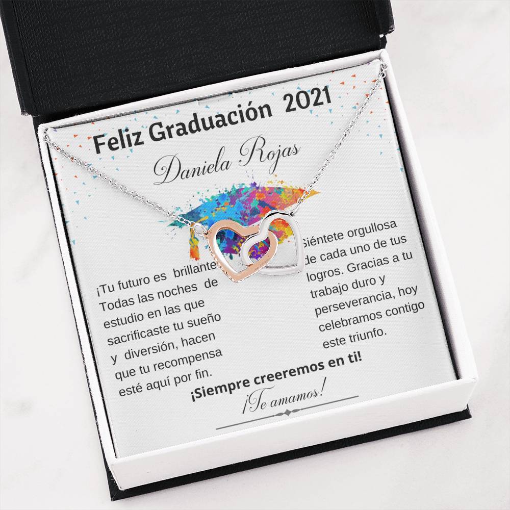 Regalo para Graduación - Collar Interlocking Hearts con tarjeta personalizada. Jewelry 