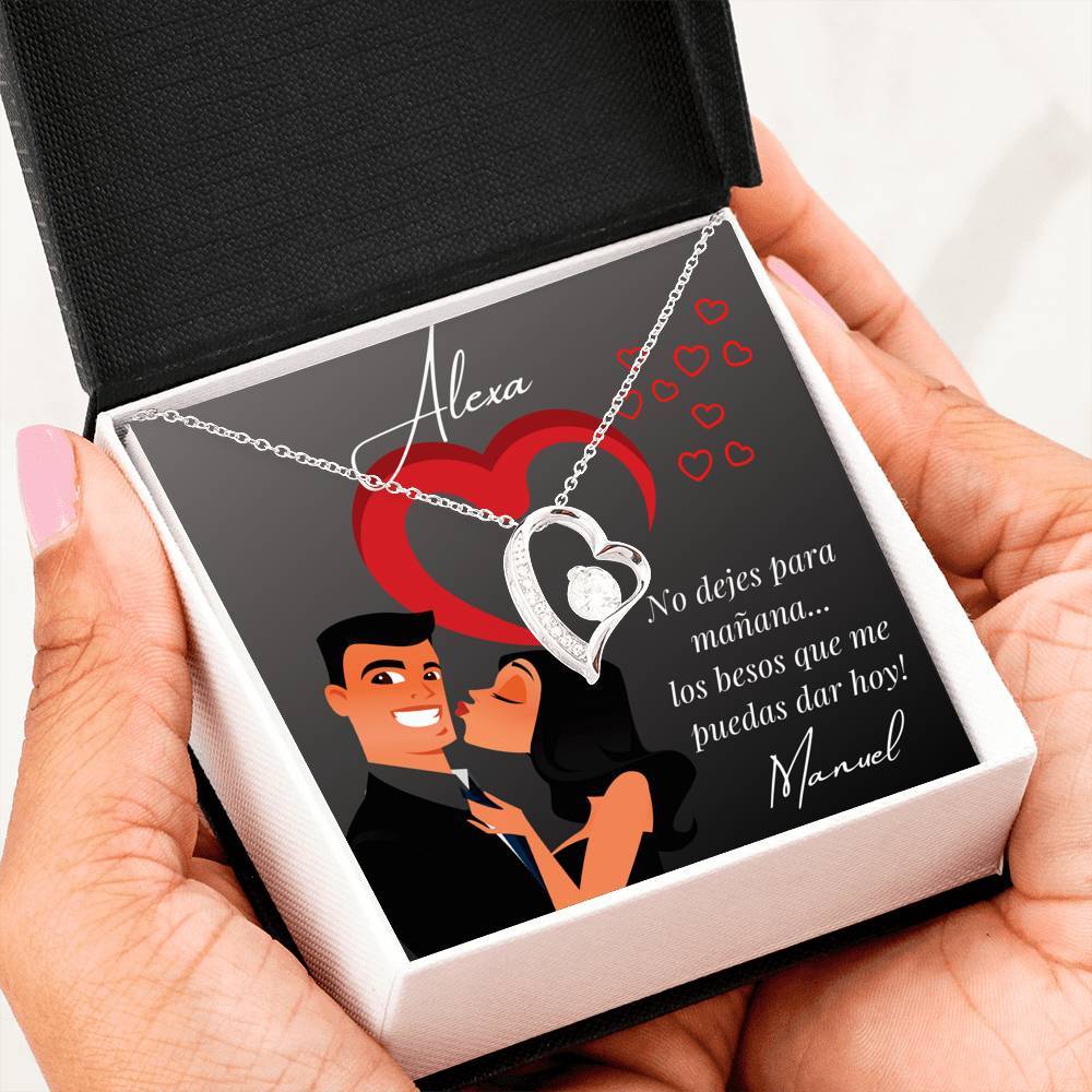 Regalo para hacer sonreír a tu pareja - No dejes para mañana… - Collar Forever Love con Tarjeta divertida y personalizada. Jewelry/ForeverLove 