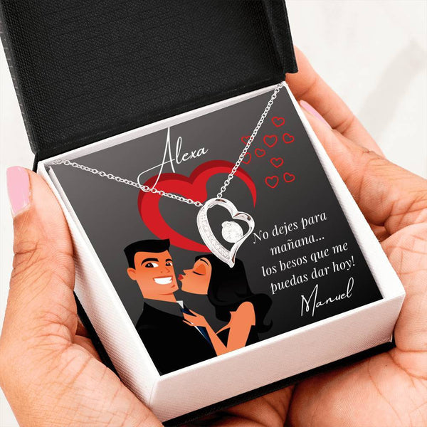 Regalo para hacer sonreír a tu pareja - No dejes para mañana… - Collar Forever Love con Tarjeta divertida y personalizada. Jewelry/ForeverLove 