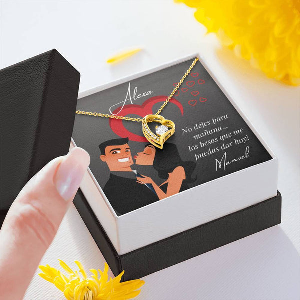 Regalo para hacer sonreír a tu pareja - No dejes para mañana… - Collar Forever Love con Tarjeta divertida y personalizada. Jewelry/ForeverLove 