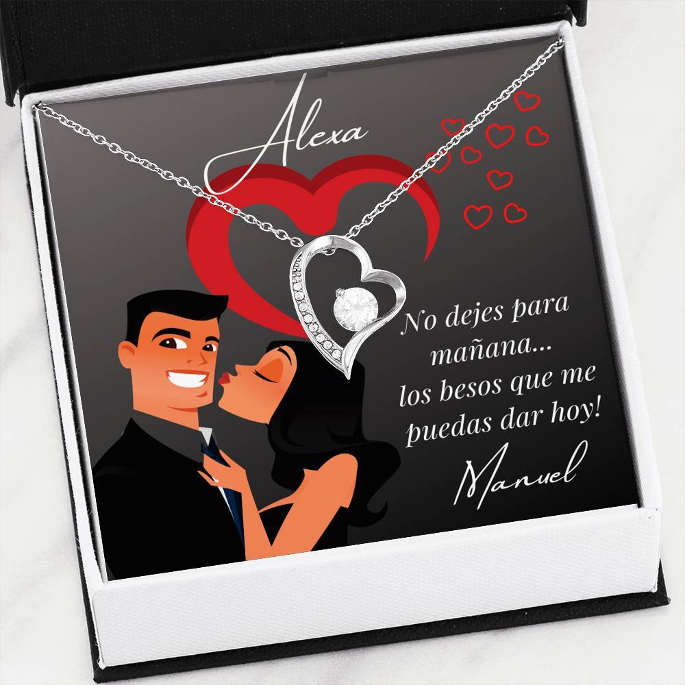Regalo para hacer sonreír a tu pareja - No dejes para mañana… - Collar Forever Love con Tarjeta divertida y personalizada. Jewelry/ForeverLove 