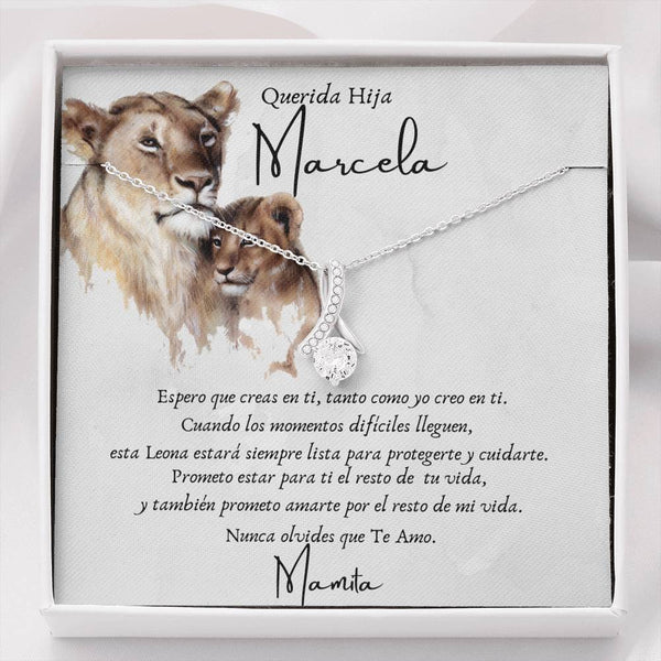 Regalo para Hija, de una mamá Leona. Collar lazo con piedra. Personalízalo con los nombres. Jewelry 