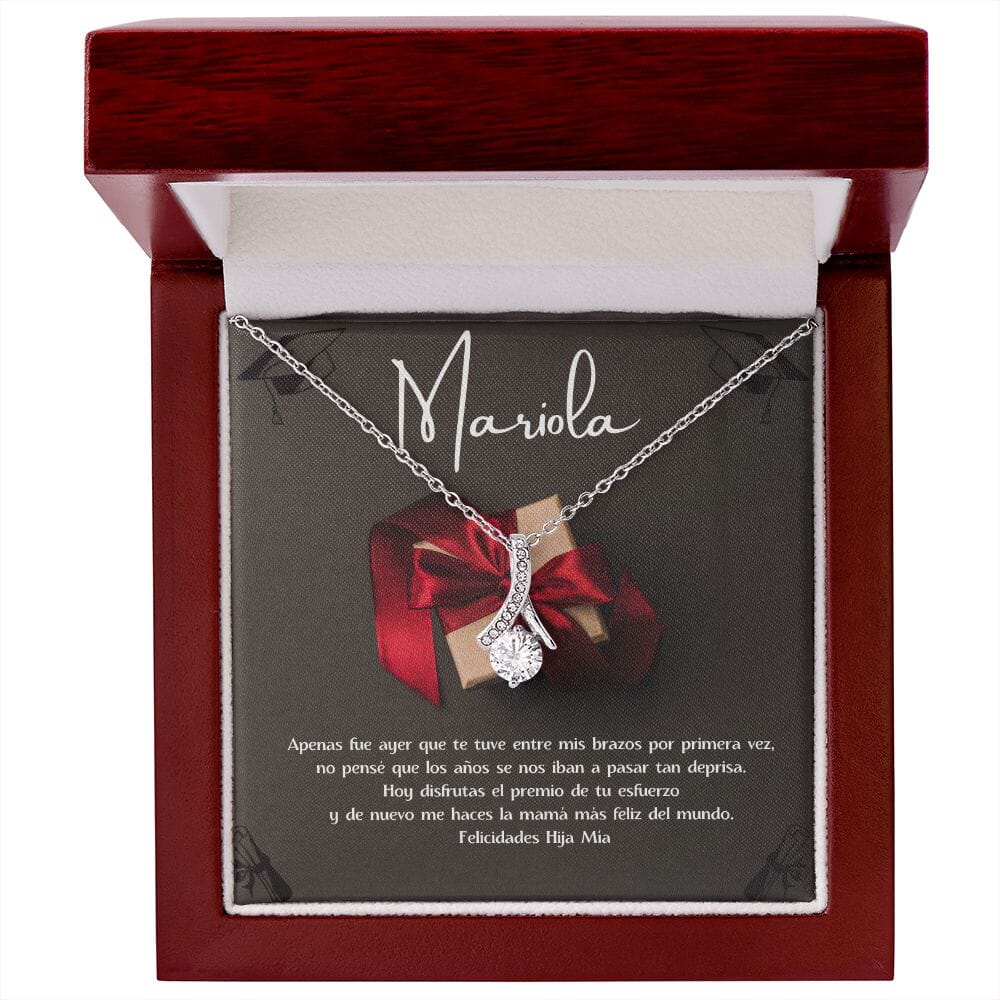 Regalo para Hija en su Graduación - Collar Alluring Jewelry/AlluringBeauty Caja de Madera de Lujo con Luz Mahogany 