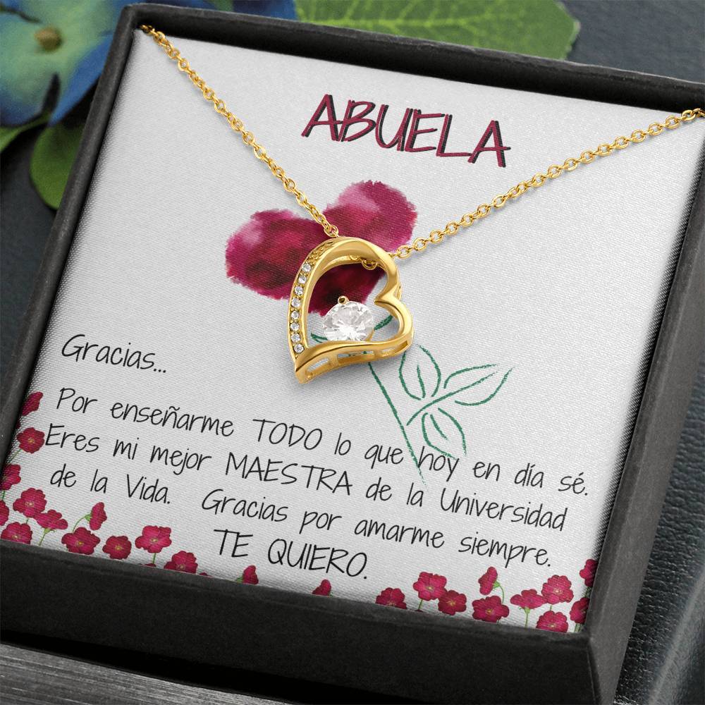 Regalo para la Mejor Maestra de la Vida, mi Abuela - Collar Amor por siempre Jewelry 18k Acabado en oro Amarillo 