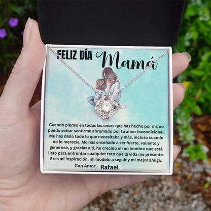 Regalo para Mamá en su día - Cuando pienso en todas las cosas que... - Collar Nudo de Amor con Caja de regalo y Tarjeta personalizada Jewelry/LoveKnot 
