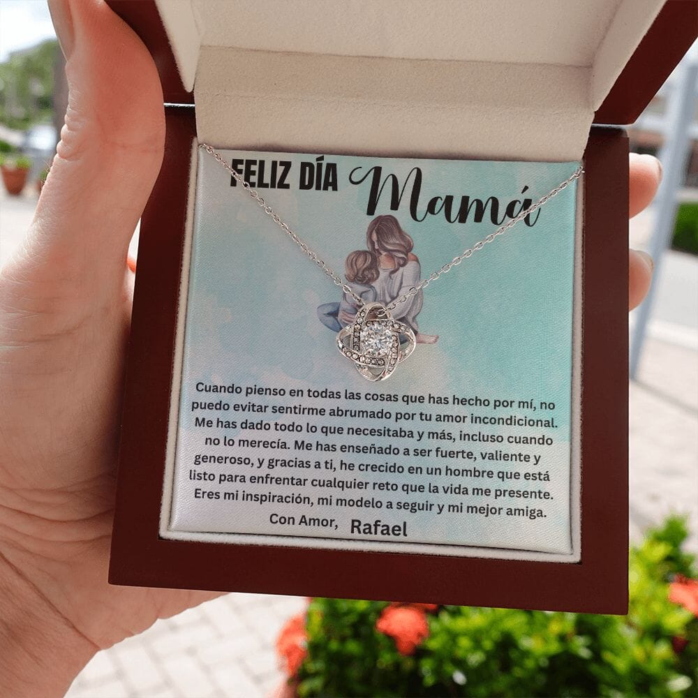 Regalo para Mamá en su día - Cuando pienso en todas las cosas que... - Collar Nudo de Amor con Caja de regalo y Tarjeta personalizada Jewelry/LoveKnot 