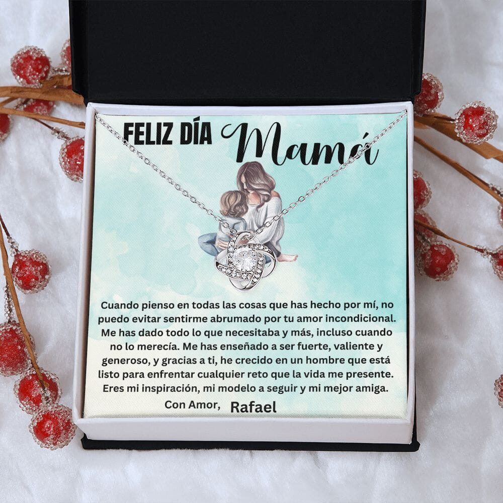 Regalo para Mamá en su día - Cuando pienso en todas las cosas que... - Collar Nudo de Amor con Caja de regalo y Tarjeta personalizada Jewelry/LoveKnot 