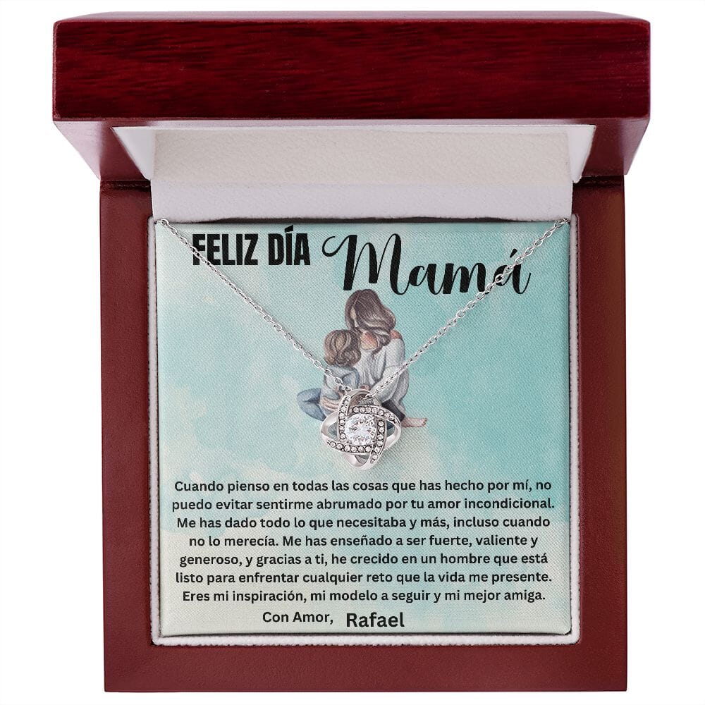 Regalo para Mamá en su día - Cuando pienso en todas las cosas que... - Collar Nudo de Amor con Caja de regalo y Tarjeta personalizada Jewelry/LoveKnot 