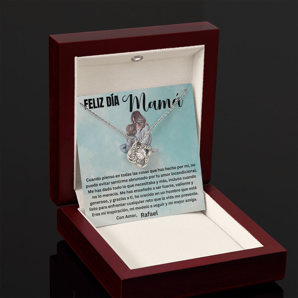 Regalo para Mamá en su día - Cuando pienso en todas las cosas que... - Collar Nudo de Amor con Caja de regalo y Tarjeta personalizada Jewelry/LoveKnot 