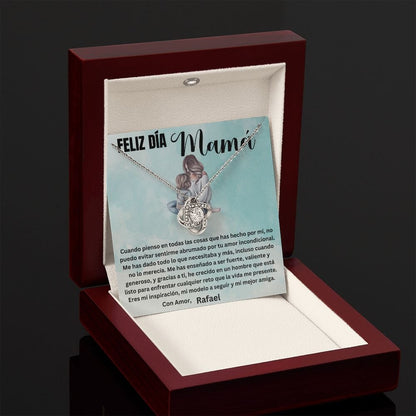 Regalo para Mamá en su día - Cuando pienso en todas las cosas que... - Collar Nudo de Amor con Caja de regalo y Tarjeta personalizada Jewelry/LoveKnot 
