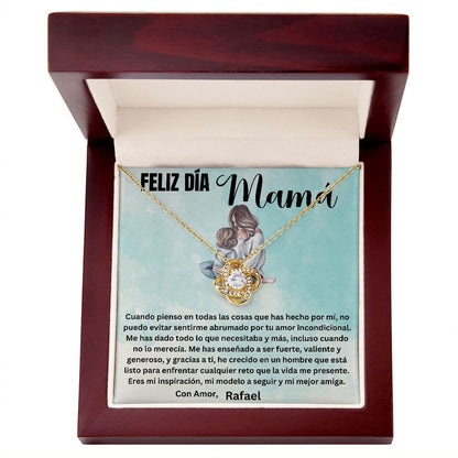 Regalo para Mamá en su día - Cuando pienso en todas las cosas que... - Collar Nudo de Amor con Caja de regalo y Tarjeta personalizada Jewelry/LoveKnot 