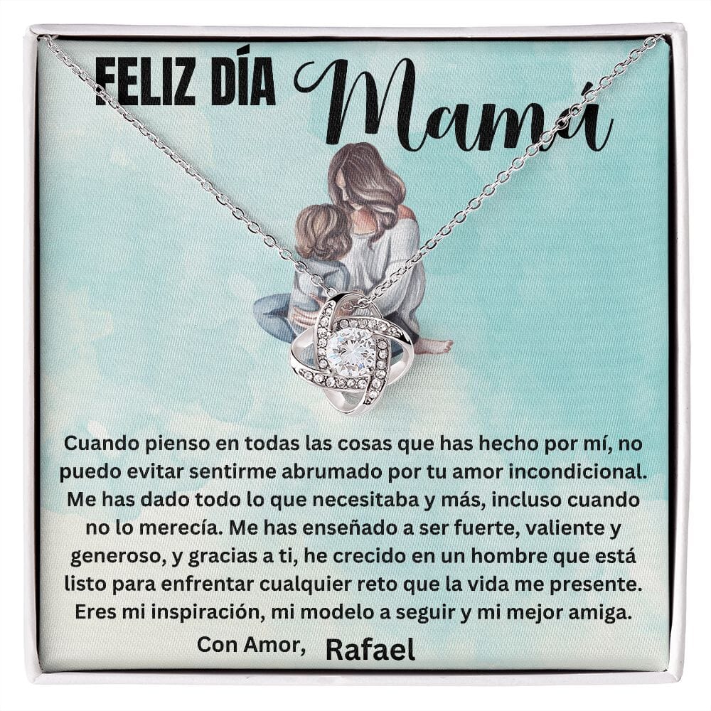Regalo para Mamá en su día - Cuando pienso en todas las cosas que... - Collar Nudo de Amor con Caja de regalo y Tarjeta personalizada Jewelry/LoveKnot 