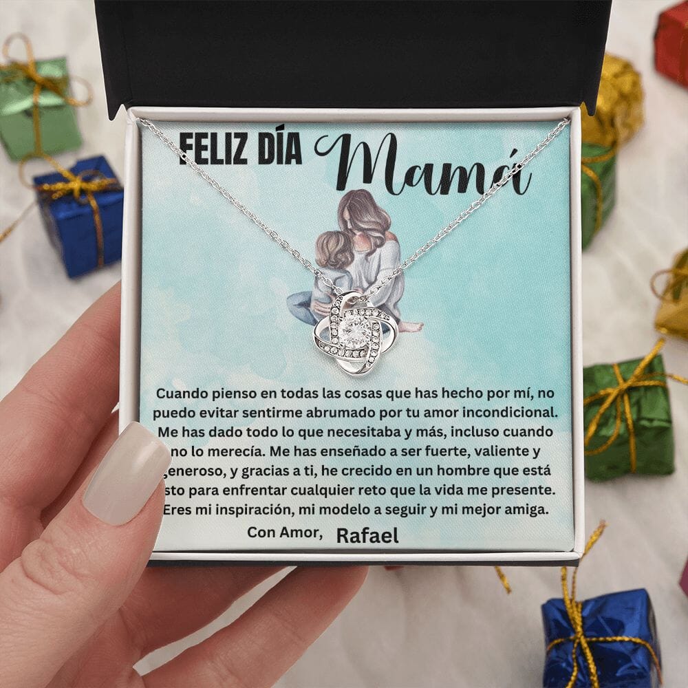 Regalo para Mamá en su día - Cuando pienso en todas las cosas que... - Collar Nudo de Amor con Caja de regalo y Tarjeta personalizada Jewelry/LoveKnot 
