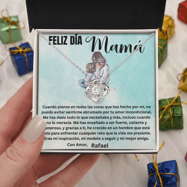 Regalo para Mamá en su día - Cuando pienso en todas las cosas que... - Collar Nudo de Amor con Caja de regalo y Tarjeta personalizada Jewelry/LoveKnot 