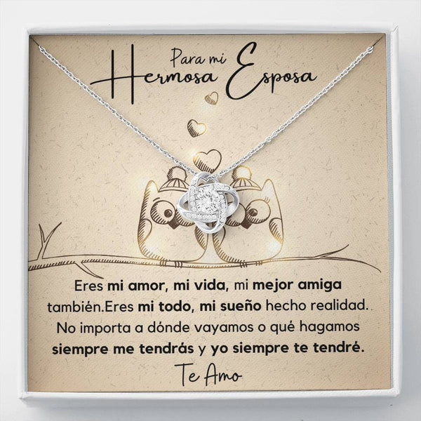 Regalo para mi hermosa esposa - Collar Nudo de Amor Jewelry/LoveKnot Caja de Regalo Incluida 