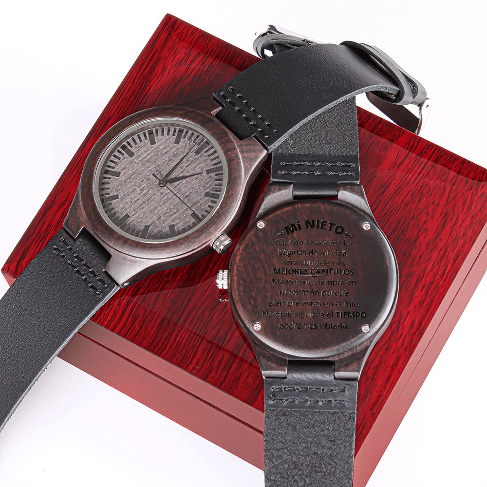 Regalo para mi Nieto, cuando se acaben las páginas de mi vida... - Reloj de madera grabado Watches ShineOn Fulfillment Luxury Box 