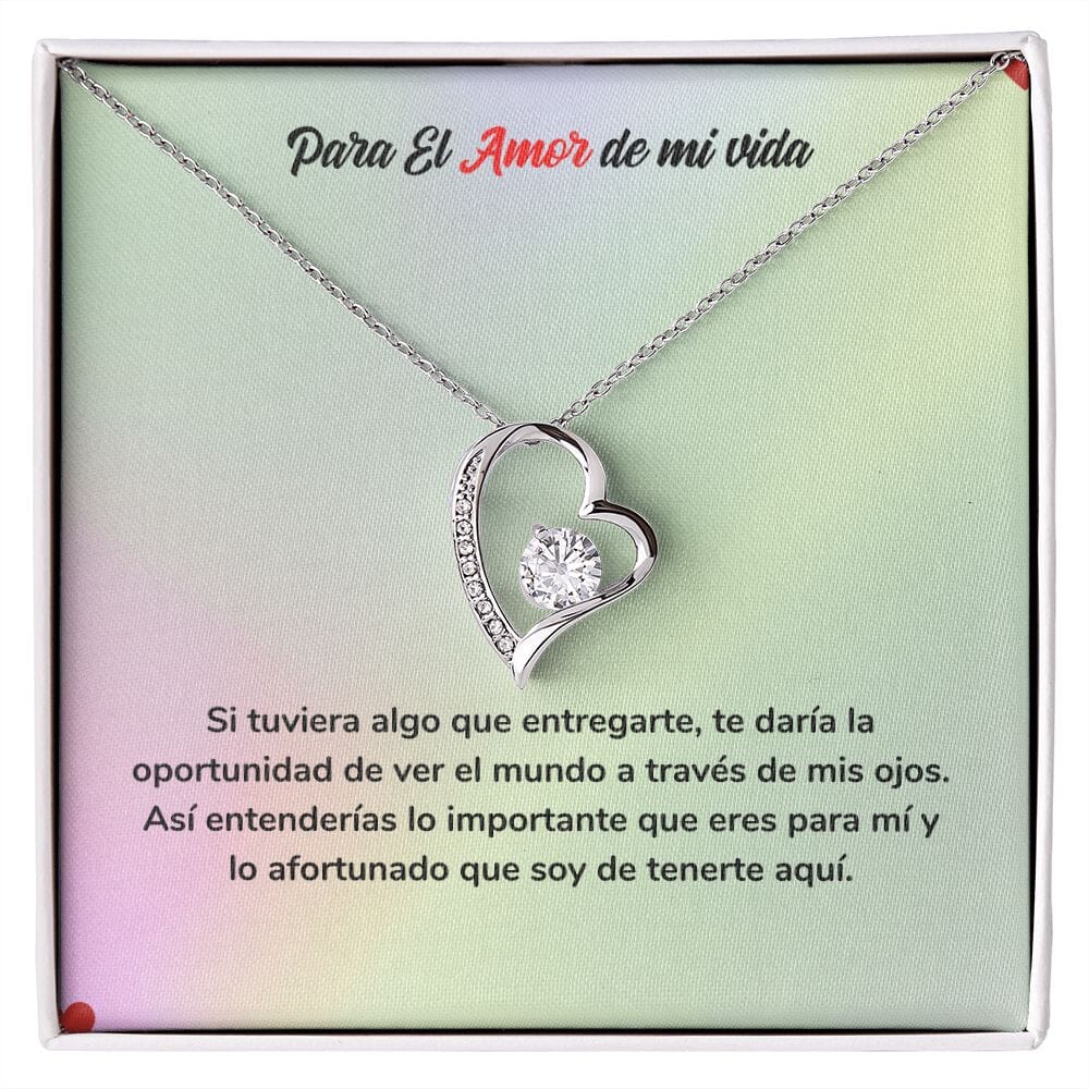 Regalo para Siempre - Collar de Amor Jewelry Acabado en oro blanco de 14 k Cajita Estandard (Gratis) 