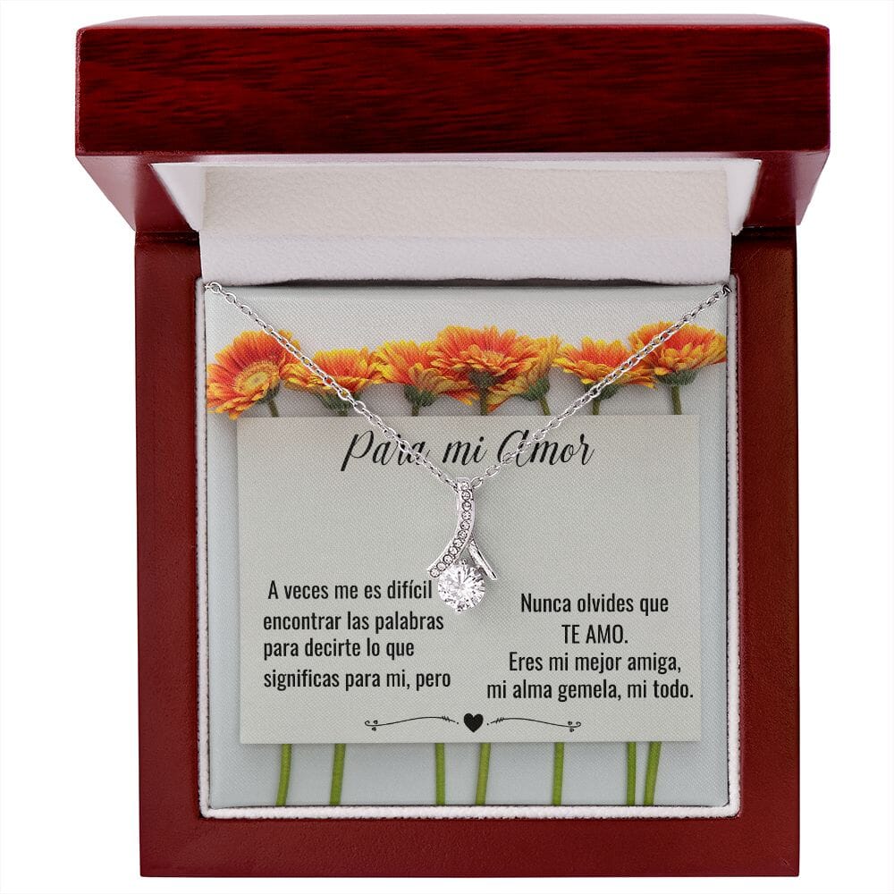 Regalo para tu Amor - Collar para regalar a tu esposa, novia, amante... - Collar Alluring Jewelry/AlluringBeauty Caja de Madera de Lujo con luz LED - Mahogany 