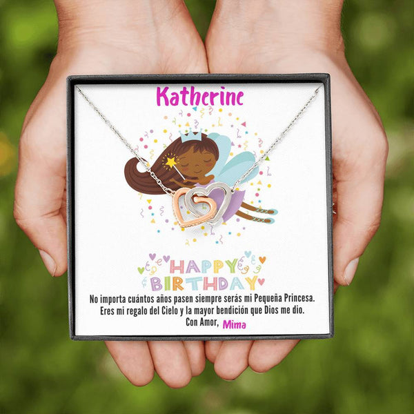 Regalo para tu Hija en su cumpleaños- Collar 2 corazones. Personaliza la tarjeta para esa persona que esta lejos. Jewelry ShineOn Fulfillment 
