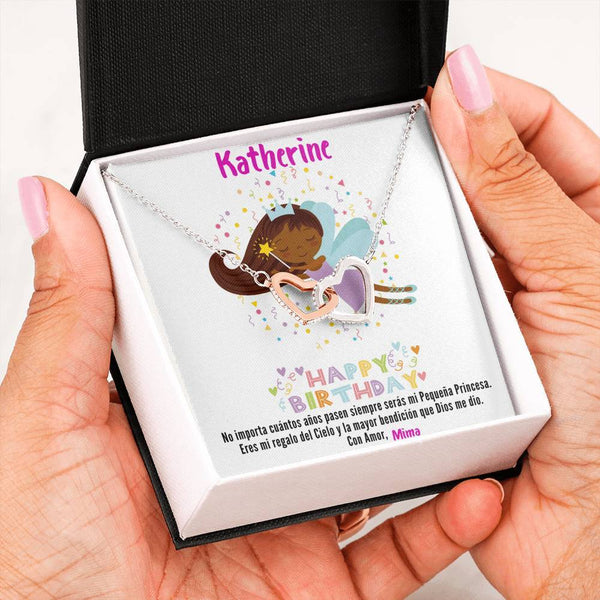 Regalo para tu Hija en su cumpleaños- Collar 2 corazones. Personaliza la tarjeta para esa persona que esta lejos. Jewelry 