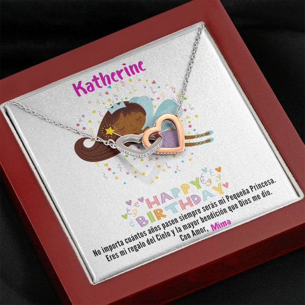 Regalo para tu Hija en su cumpleaños- Collar 2 corazones. Personaliza la tarjeta para esa persona que esta lejos. Jewelry 