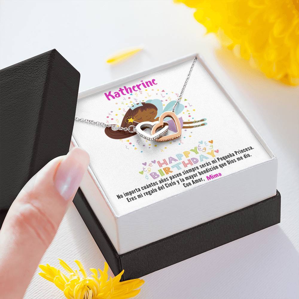 Regalo para tu Hija en su cumpleaños- Collar 2 corazones. Personaliza la tarjeta para esa persona que esta lejos. Jewelry 