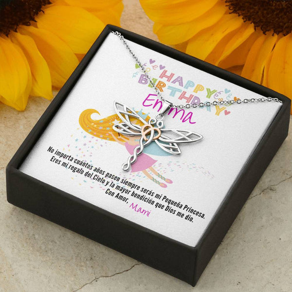 Regalo para tu Princesa en su cumpleaños- Collar Libélula. Personaliza la tarjeta para esa persona que esta lejos. Jewelry 