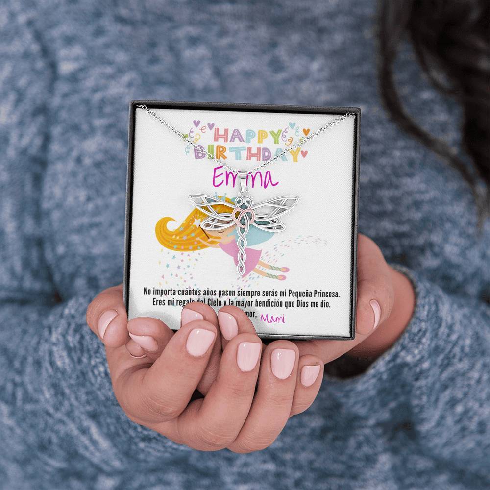 Regalo para tu Princesa en su cumpleaños- Collar Libélula. Personaliza la tarjeta para esa persona que esta lejos. Jewelry 