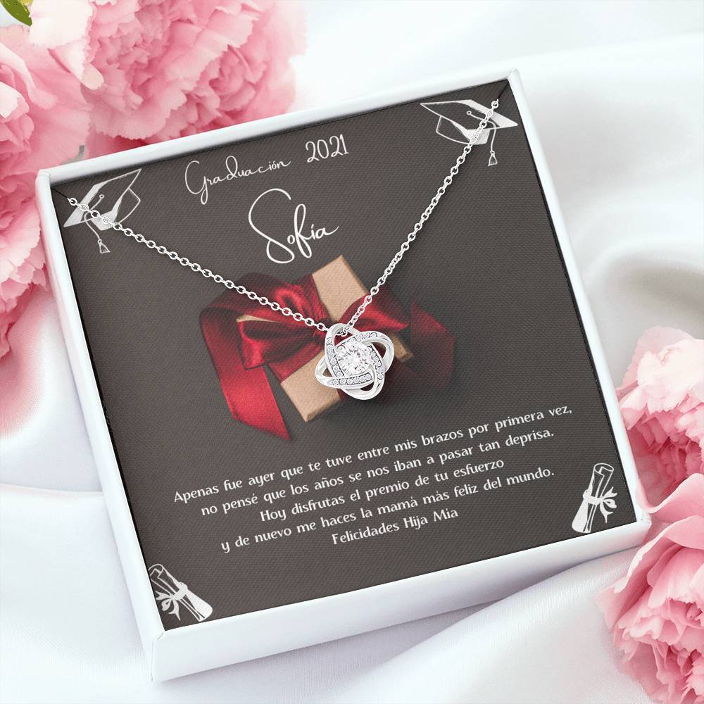 Regalo para una Hija en su graduación - Collar Love Knot con tarjeta personalizada Jewelry 