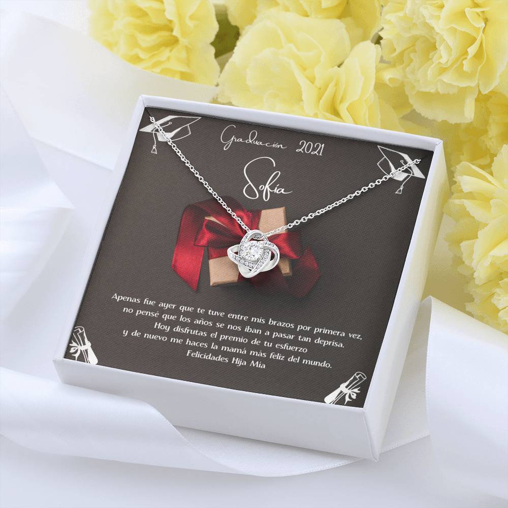 Regalo para una Hija en su graduación - Collar Love Knot con tarjeta personalizada Jewelry 
