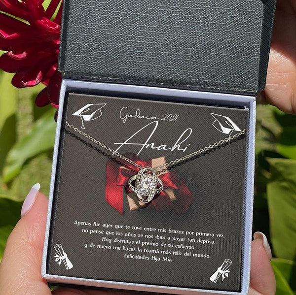 Regalo para una Hija en su graduación - Collar Love Knot con tarjeta personalizada Jewelry 