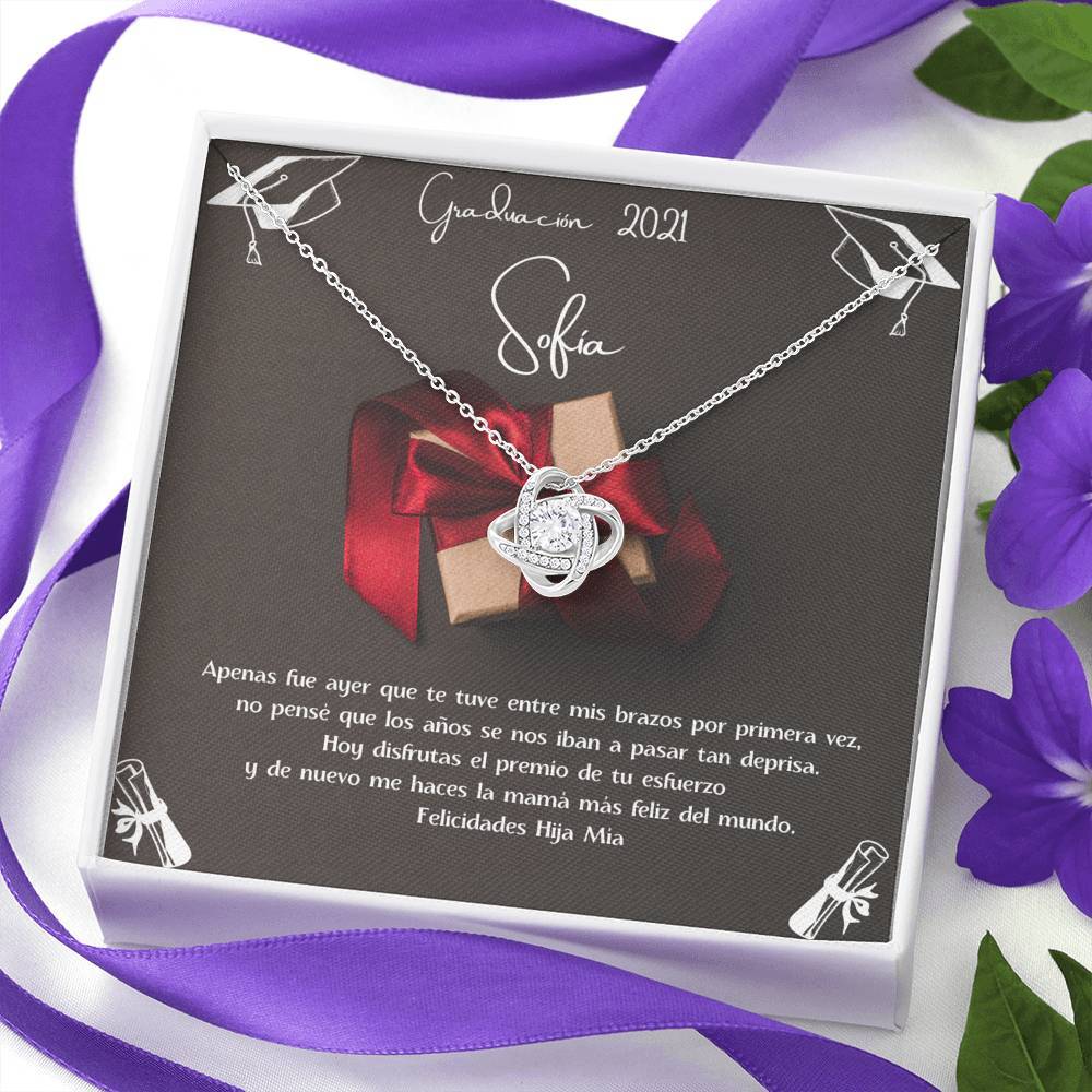 Regalo para una Hija en su graduación - Collar Love Knot con tarjeta personalizada Jewelry 