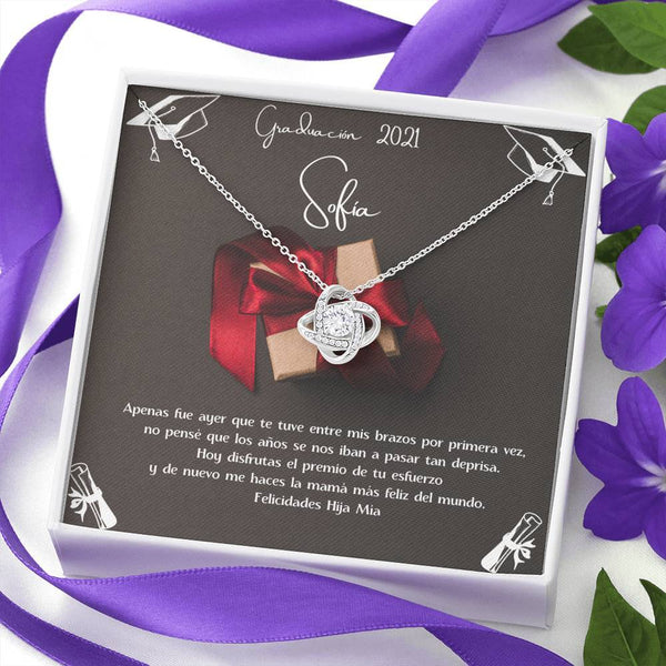 Regalo para una Hija en su graduación - Collar Love Knot con tarjeta personalizada Jewelry 