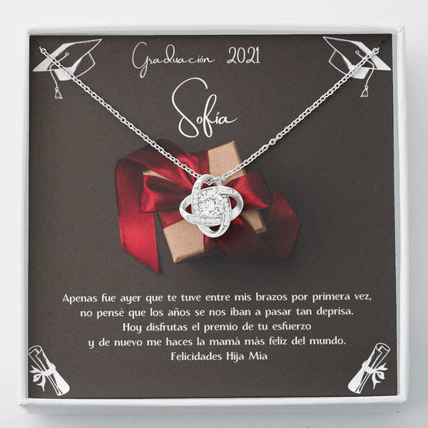 Regalo para una Hija en su graduación - Collar Love Knot con tarjeta personalizada Jewelry ShineOn Fulfillment Caja Estándar Incluida 