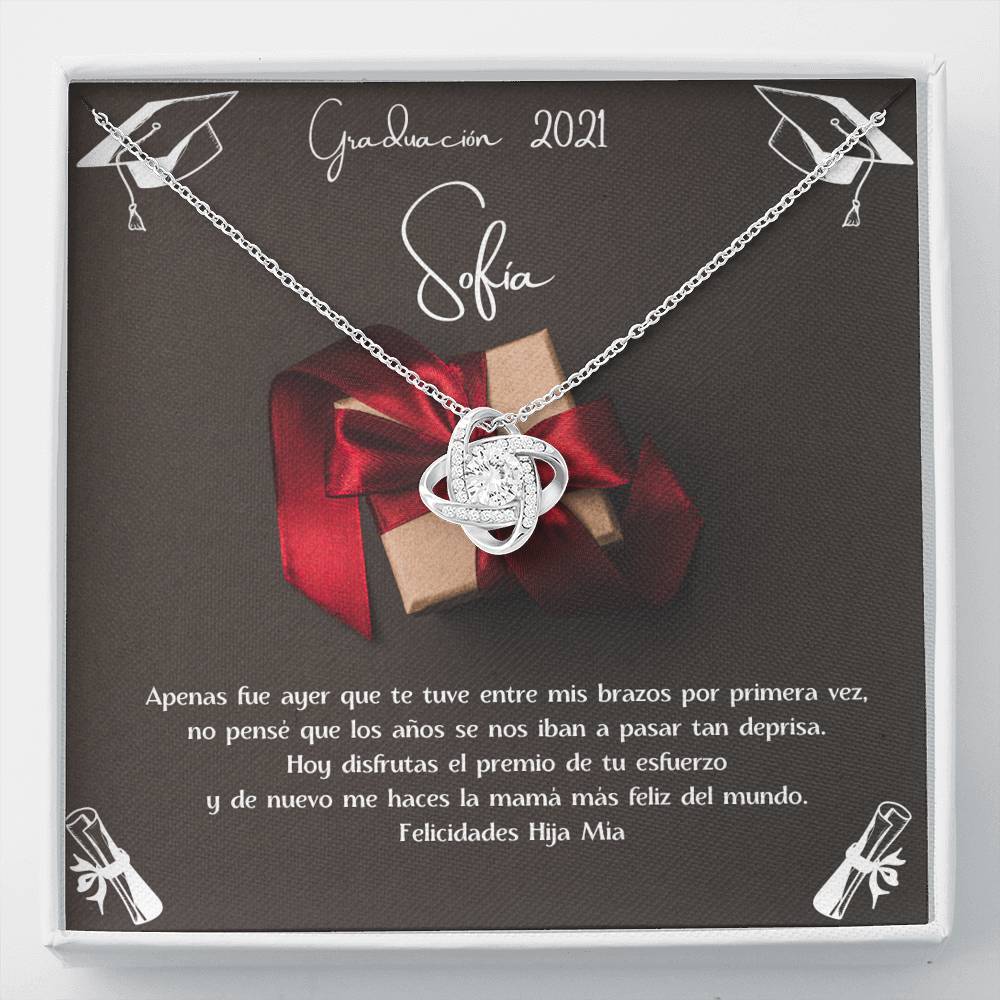 Regalo para una Hija en su graduación - Collar Love Knot con tarjeta personalizada Jewelry 