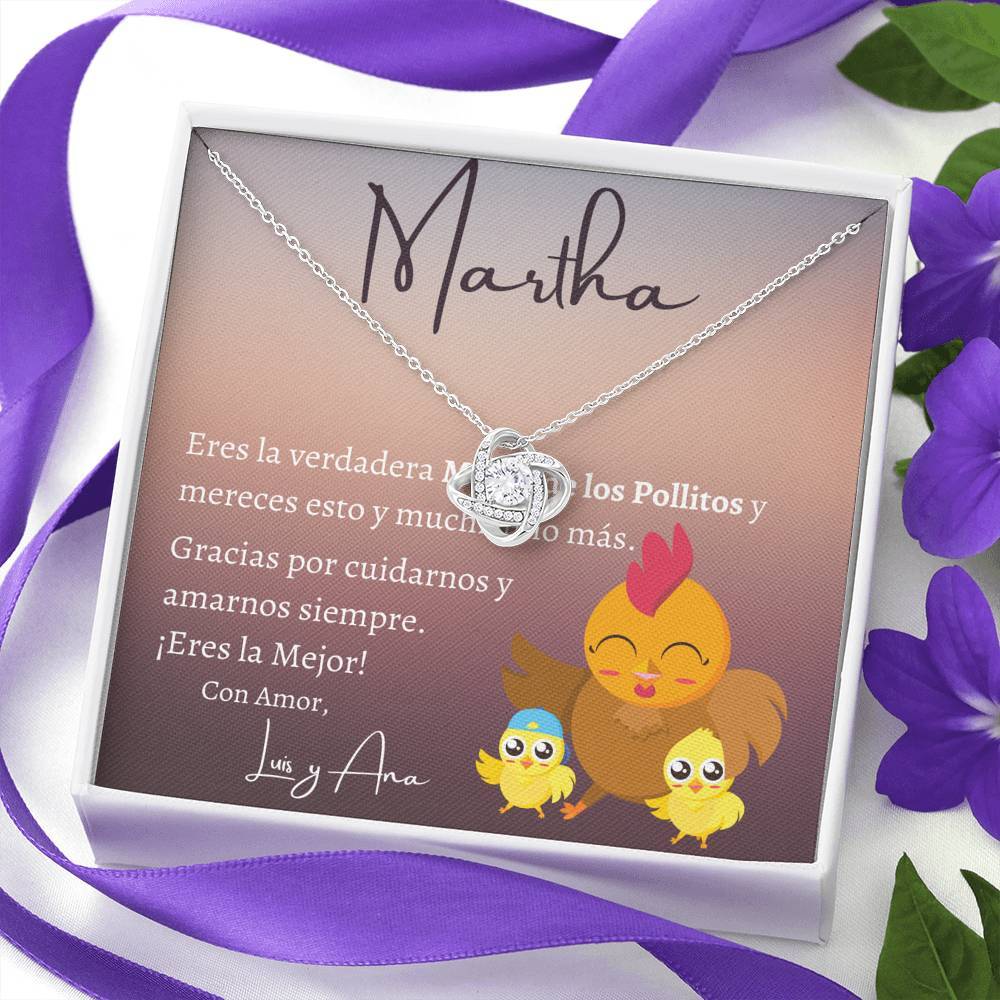 Regalo Perfecto para la Mamá de los Pollitos, porque ella se merece TODO! Collar Nudo de Amor. Jewelry/LoveKnot 