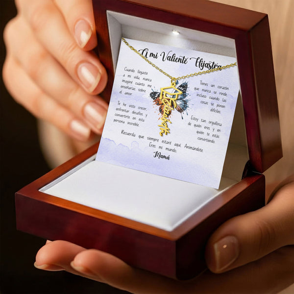 Regalo Sentimental para una Hija del corazón - Collar personalizado con nombre y birrete de Graduación para Hijastra Jewelry/NameNecklace 