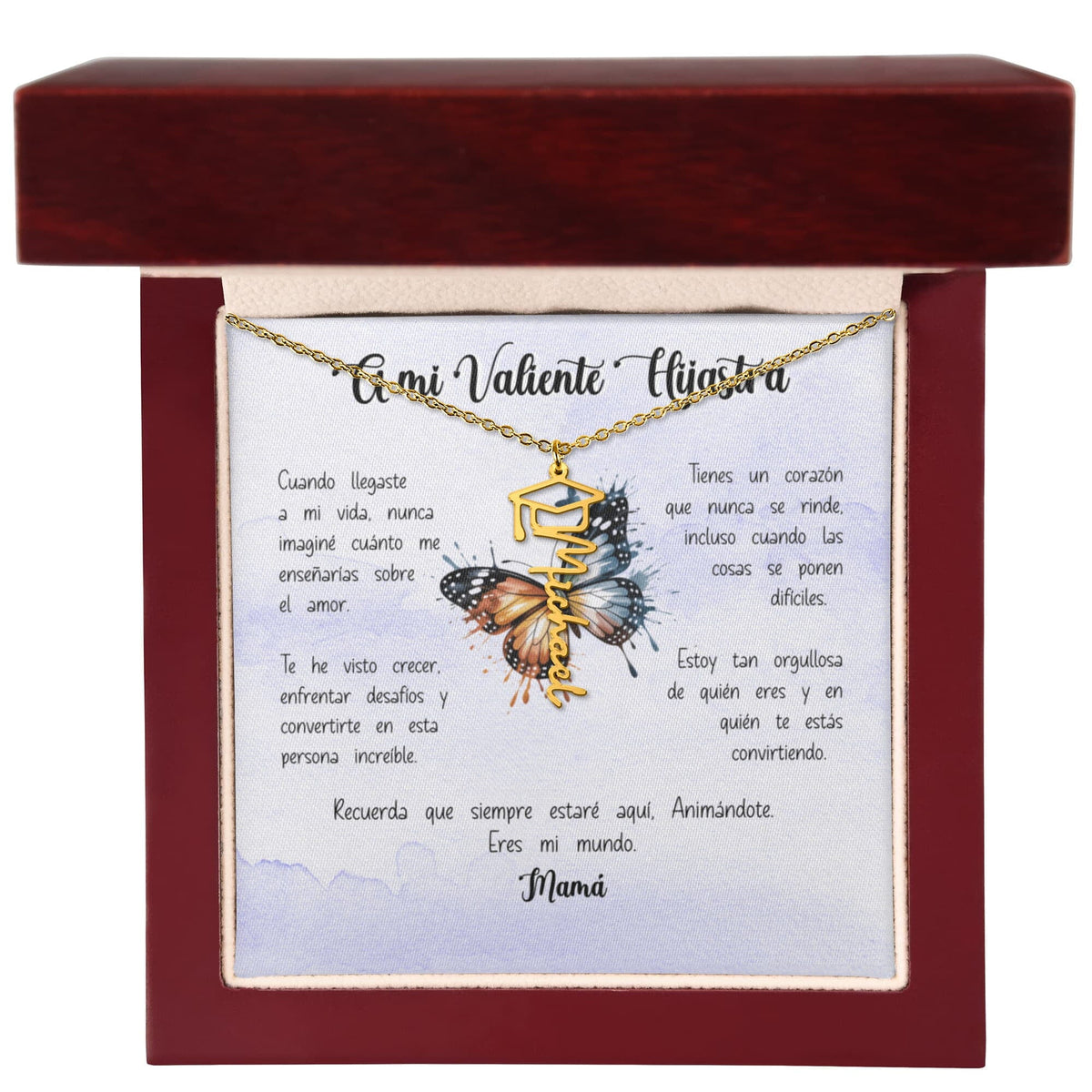 Regalo Sentimental para una Hija del corazón - Collar personalizado con nombre y birrete de Graduación para Hijastra Jewelry/NameNecklace 