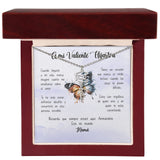 Regalo Sentimental para una Hija del corazón - Collar personalizado con nombre y birrete de Graduación para Hijastra Jewelry/NameNecklace Acero inoxidable pulido Caja de Lujo de Madera Mahogany con Luz Led 