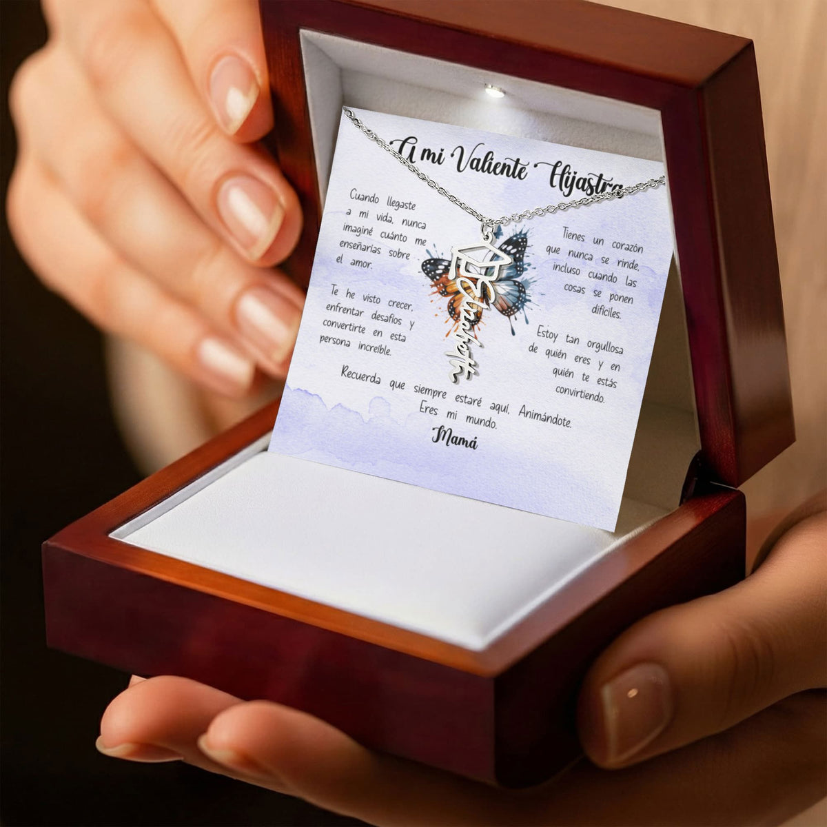 Regalo Sentimental para una Hija del corazón - Collar personalizado con nombre y birrete de Graduación para Hijastra Jewelry/NameNecklace 