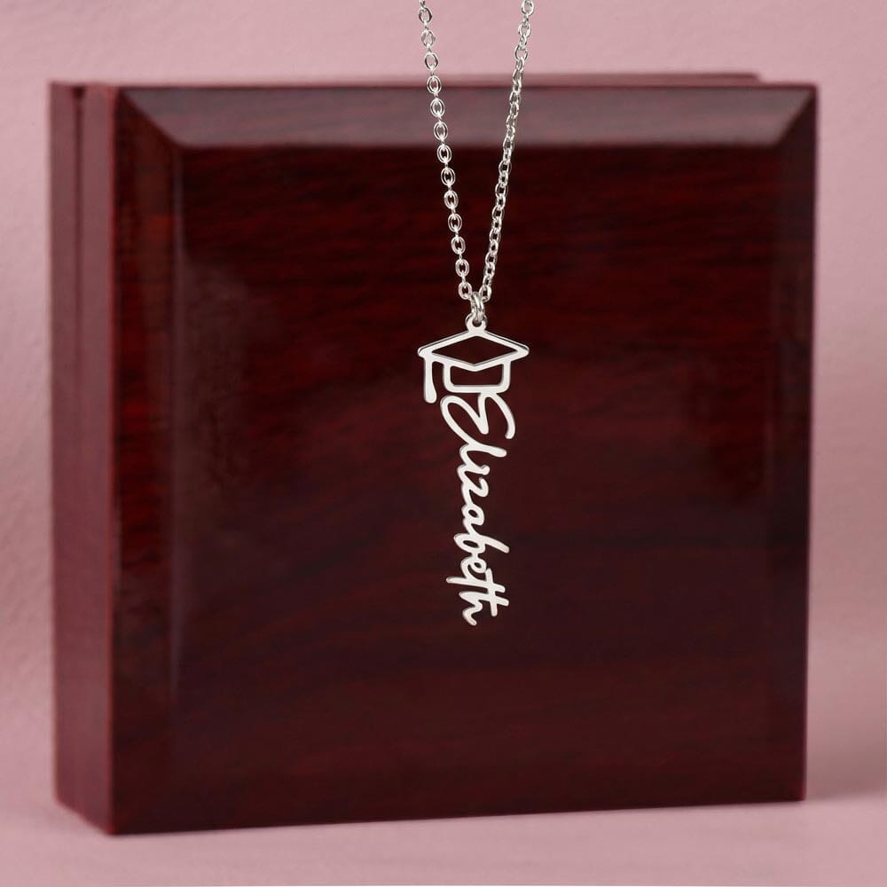 Regalo Sentimental para una Hija del corazón - Collar personalizado con nombre y birrete de Graduación para Hijastra Jewelry/NameNecklace 