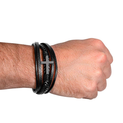 Regalo Significativo para Hijo que Lleva Tu Amor y Fe Siempre - Pulsera de Cruz para Hombre Jewelry 