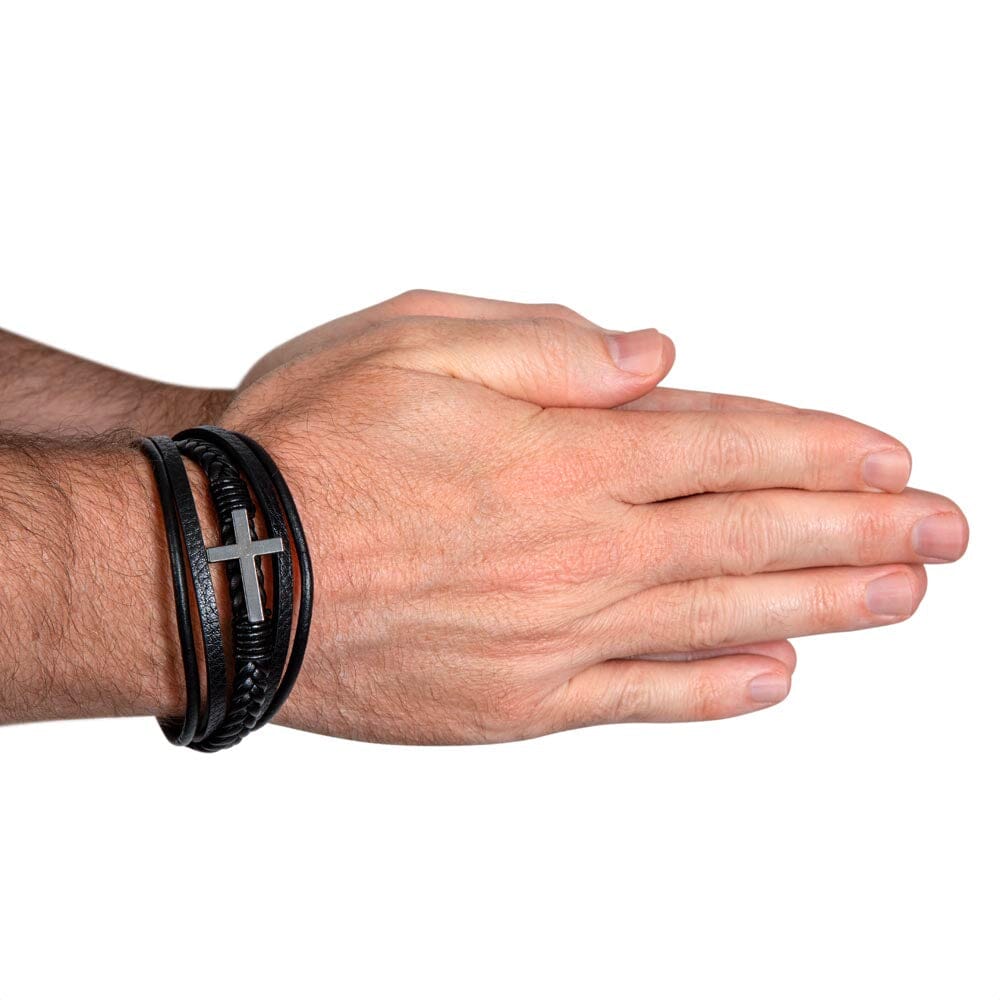 Regalo Significativo para Hijo que Lleva Tu Amor y Fe Siempre - Pulsera de Cruz para Hombre Jewelry 