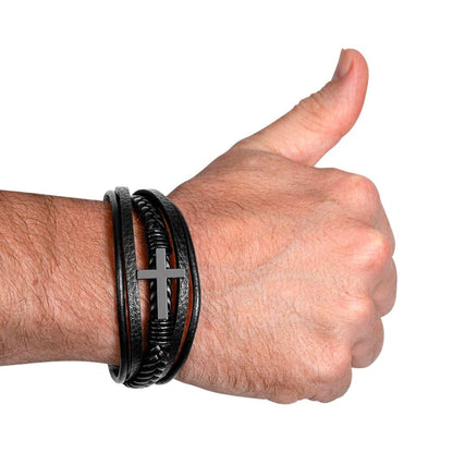 Regalo Significativo para Hijo que Lleva Tu Amor y Fe Siempre - Pulsera de Cruz para Hombre Jewelry 